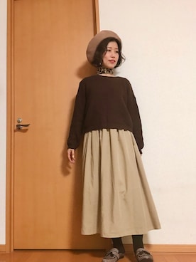 「ベレー帽推奨委員会」｜「アイテム（フィギュア）」を使った、ryoさん（レディース・153cm）の冬コーディネート