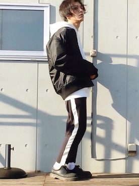 「BEAMS（ビームス）のアイテム（MA-1）」を使った、kazuさん（メンズ・170cm）の秋コーディネート