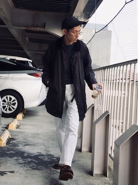 「新年一発目」｜「アイテム（モカシン/デッキシューズ）」を使った、kazuさん（メンズ・170cm）の冬コーディネート