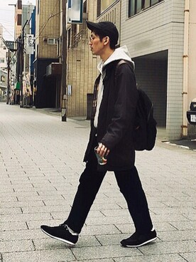 「キヤップ」｜「アイテム（その他アウター）」を使った、kazuさん（メンズ・170cm）の冬コーディネート
