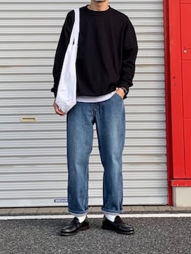 「スエット」｜「アイテム（ローファー）」を使った、kazuさん（メンズ・170cm）の秋コーディネート
