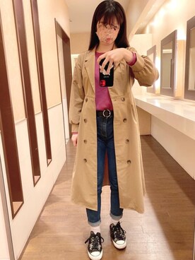「AS KNOW AS plus（アズノゥアズプラス）のアイテム（トレンチコート）」を使った、❁かなぽぽ❁さん（レディース・164cm）の春コーディネート