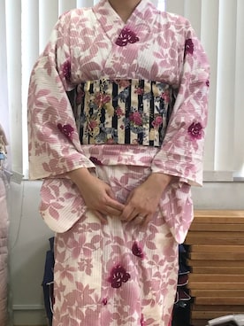 「着物」｜「アイテム（腕時計）」を使った、こめさんʕ´(ᴥ)`ʔさん（レディース・163cm）の夏コーディネート