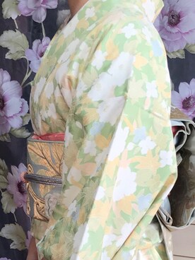 「アイテム（浴衣、シルバー系）」を使った、こめさんʕ´(ᴥ)`ʔさん（レディース・163cm）の冬コーディネート