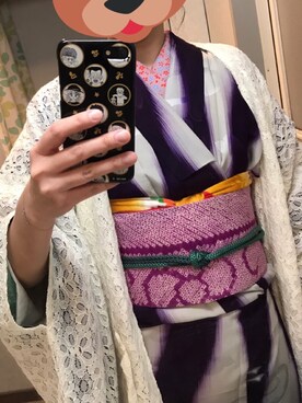 「激安コーデ」｜「アイテム（浴衣）」を使った、こめさんʕ´(ᴥ)`ʔさん（レディース・163cm）の春コーディネート