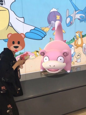 「着物」｜「アイテム（おもちゃ）」を使った、こめさんʕ´(ᴥ)`ʔさん（レディース・163cm）の夏コーディネート