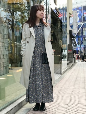 「NANO universe（ナノユニバース）のアイテム（トレンチコート）」を使った、nano・universe lady's　STAFFさん（レディース・157cm）の冬コーディネート