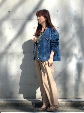 「NANO universe（ナノユニバース）のアイテム（デニムジャケット）」を使った、nano・universe lady's　STAFFさん（レディース・157cm）の春コーディネート