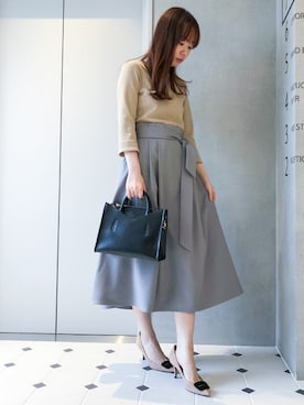 「HASHIBAMI（ハシバミ）のアイテム（バッグ）」を使った、nano・universe lady's　STAFFさん（レディース・157cm）の春コーディネート