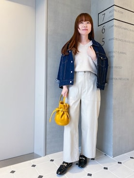 「NANO universe（ナノユニバース）のアイテム（デニムジャケット）」を使った、nano・universe lady's　STAFFさん（レディース・157cm）の春コーディネート