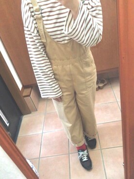 「rps（アールピーエス）のアイテム（サロペット/オーバーオール）」を使った、ぽさん（レディース・161cm）の春コーディネート