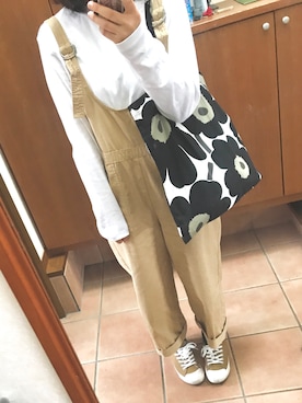 「rps（アールピーエス）のアイテム（サロペット/オーバーオール）」を使った、ぽさん（レディース・161cm）の秋コーディネート