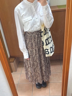 「Dessin（デッサン）のアイテム（シャツ/ブラウス、ホワイト系）」を使った、ぽさん（レディース・161cm）の夏コーディネート