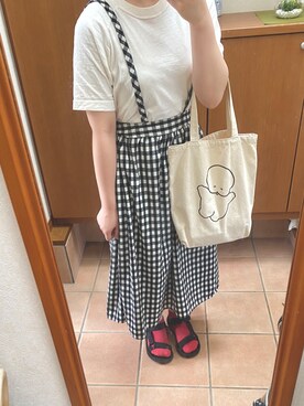 「MERLOT（メルロー）のアイテム（スカート、ブラック系）」を使った、ぽさん（レディース・161cm）の夏コーディネート