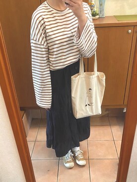 「usedのアイテム（スカート、ブラック系）」を使った、ぽさん（レディース・161cm）の夏コーディネート