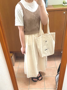 「usedのアイテム（スカート、ホワイト系）」を使った、ぽさん（レディース・161cm）の夏コーディネート