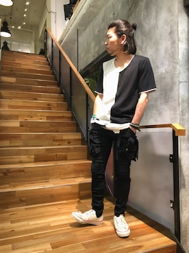 「CATORCE（カトルセ）のアイテム」を使った、Takatoshi Tsudaさん（メンズ・170cm）の夏コーディネート