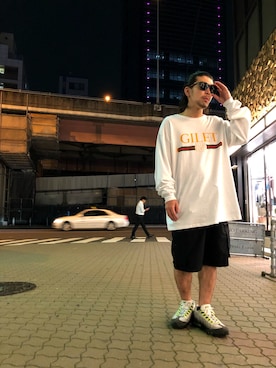 「gilet（ジレ）のアイテム」を使った、Takatoshi Tsudaさん（メンズ・170cm）の夏コーディネート