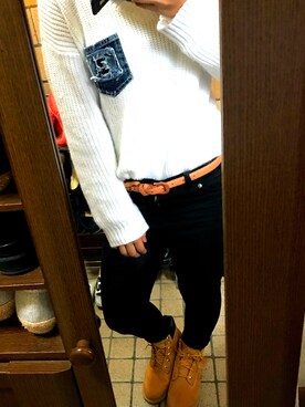 「BACKS（バックス）のアイテム（トップス）」を使った、まゆちょびさん（レディース・163cm）の冬コーディネート