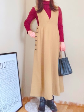 「Te chichi（テチチ）のアイテム（シャツワンピース）」を使った、りったんさん（レディース・160cm）の冬コーディネート