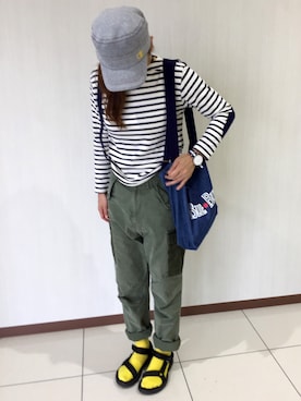 「BLUE BLUE（ブルーブルー）のアイテム（バッグ）」を使った、A-Nさん（レディース・164cm）の夏コーディネート