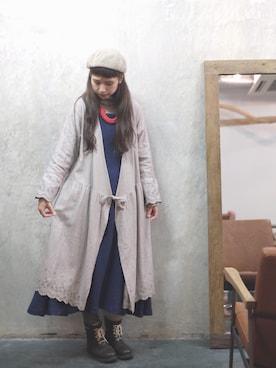 「カシュクールワンピース」｜「アイテム（レインシューズ）」を使った、まいみさん（レディース・164cm）の冬コーディネート