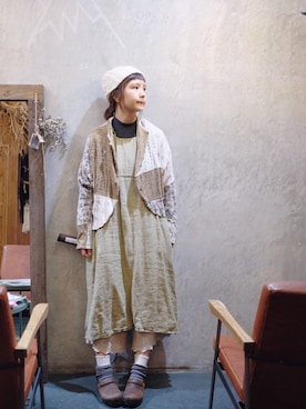 「KAPITAL（キャピタル）のアイテム（その他アウター）」を使った、まいみさん（レディース・164cm）の秋コーディネート