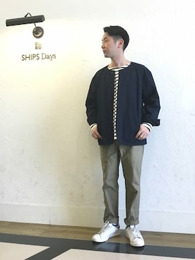 「SHIPS Days（シップスデイズ）のアイテム」を使った、野間さん（メンズ・164cm）の春コーディネート