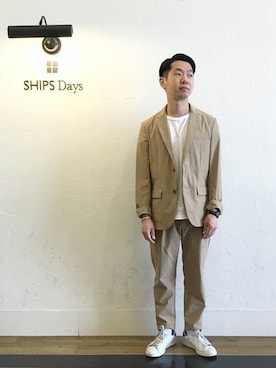「SHIPS Days（シップスデイズ）のアイテム」を使った、野間さん（メンズ・164cm）の春コーディネート