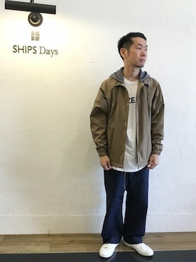 「SHIPS Days（シップスデイズ）のアイテム」を使った、野間さん（メンズ・164cm）の秋コーディネート