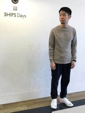 「SHIPS Days（シップスデイズ）のアイテム」を使った、野間さん（メンズ・164cm）の秋コーディネート