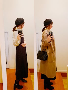 「LEPSIM」｜「アイテム（ノーカラーコート）」を使った、なナさん（レディース・158cm）の冬コーディネート