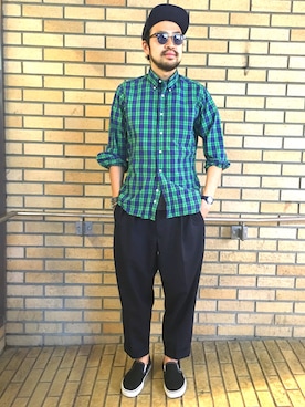 「アイテム（サングラス）」を使った、Ikuo Mitaniさん（メンズ・171cm）の夏コーディネート