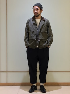 「アイテム（ニットキャップ/ビーニー）」を使った、Ikuo Mitaniさん（メンズ・171cm）の秋コーディネート
