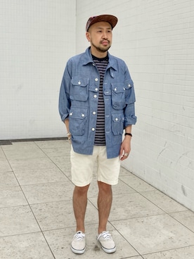 「shorts」｜「アイテム（帽子）」を使った、Ikuo Mitaniさん（メンズ・171cm）の春コーディネート