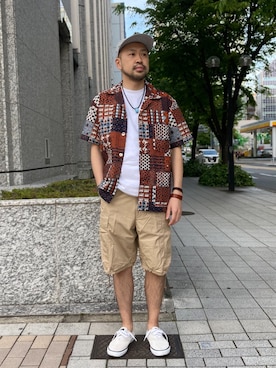 「shorts」｜「アイテム（帽子）」を使った、Ikuo Mitaniさん（メンズ・171cm）の夏コーディネート