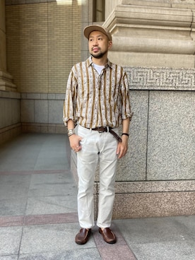 「アイテム（ベルト）」を使った、Ikuo Mitaniさん（メンズ・171cm）の夏コーディネート