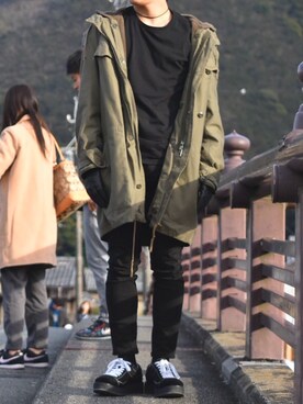 「MYne（マイン）のアイテム（シューズ）」を使った、kazumaさん（メンズ・168cm）の冬コーディネート