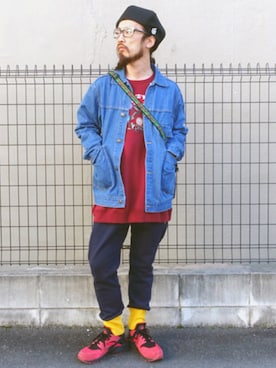 「ベレー帽推奨委員会」｜「アイテム（デニムジャケット）」を使った、りょうさん（メンズ・171cm）の冬コーディネート