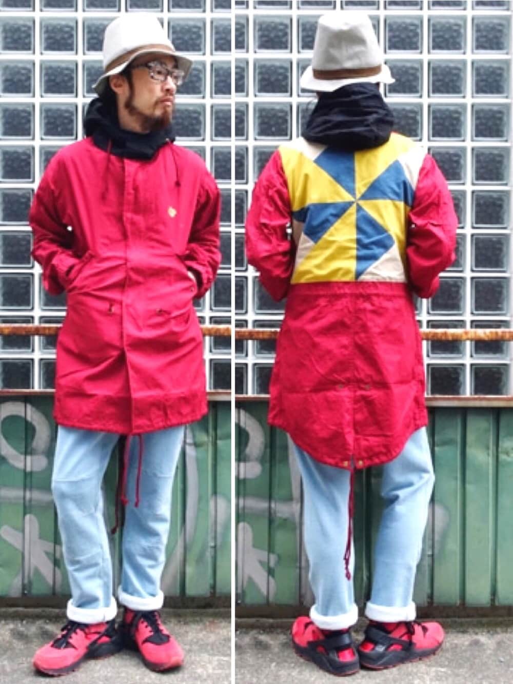 「ALDIES、モッズコート、スウェットパンツ、カジュアル、春コーデ、イージーパンツ、WEAR東海、WEAR昭和部、大人カジュアル、コート」｜「ALDIESのPiter Hat（ハット、グレー系）」を使った、りょうさん（メンズ・171cm）の春コーディネートの1枚目の写真