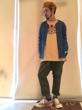 「ノーカラーシャツ」｜「アイテム（スウェット）」を使った、りょうさん（メンズ・171cm）の春コーディネート
