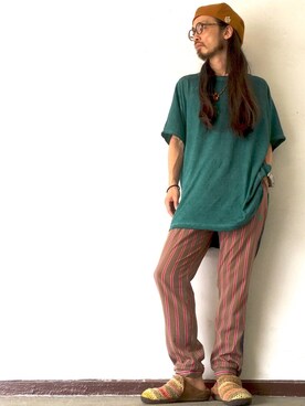 「ベレー帽推奨委員会」｜「アイテム（スラックス）」を使った、りょうさん（メンズ・171cm）の夏コーディネート