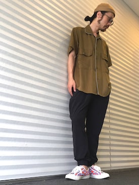 「JULIEN DAVID（ジュリエンデビッド）のアイテム（シューズ）」を使った、りょうさん（メンズ・171cm）の夏コーディネート