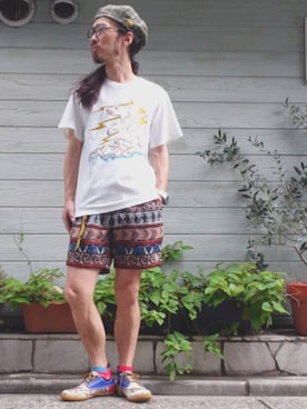 「ベレー帽推奨委員会」｜「アイテム（モカシン/デッキシューズ）」を使った、りょうさん（メンズ・171cm）の夏コーディネート