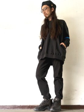 「ベレー帽推奨委員会」｜「アイテム（スウェット）」を使った、りょうさん（メンズ・171cm）の秋コーディネート