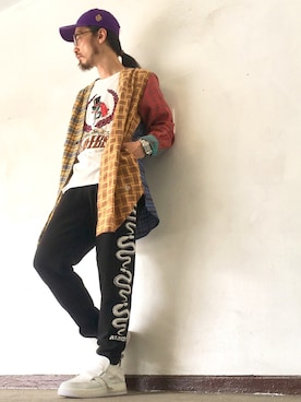 「ALDIES（アールディーズ）のSnake Bone Pants / スネークボーンパンツ（スウェットパンツ）」を使った、りょうさん（メンズ・171cm）の秋コーディネート