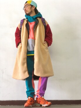 「ALDIES（アールディーズ）のアイテム（ノーカラージャケット）」を使った、りょうさん（メンズ・171cm）の冬コーディネート