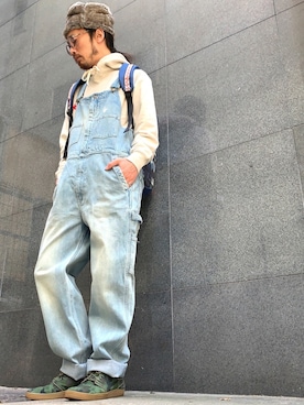 「ALDIES（アールディーズ）のアイテム（サロペット/オーバーオール）」を使った、りょうさん（メンズ・171cm）の冬コーディネート