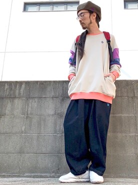 「ベレー帽推奨委員会」｜「アイテム（スウェット）」を使った、りょうさん（メンズ・171cm）の冬コーディネート