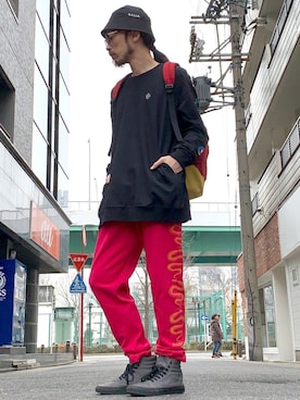 「ALDIES（アールディーズ）のSnake Bone Pants / スネークボーンパンツ（スウェットパンツ）」を使った、りょうさん（メンズ・171cm）の春コーディネート